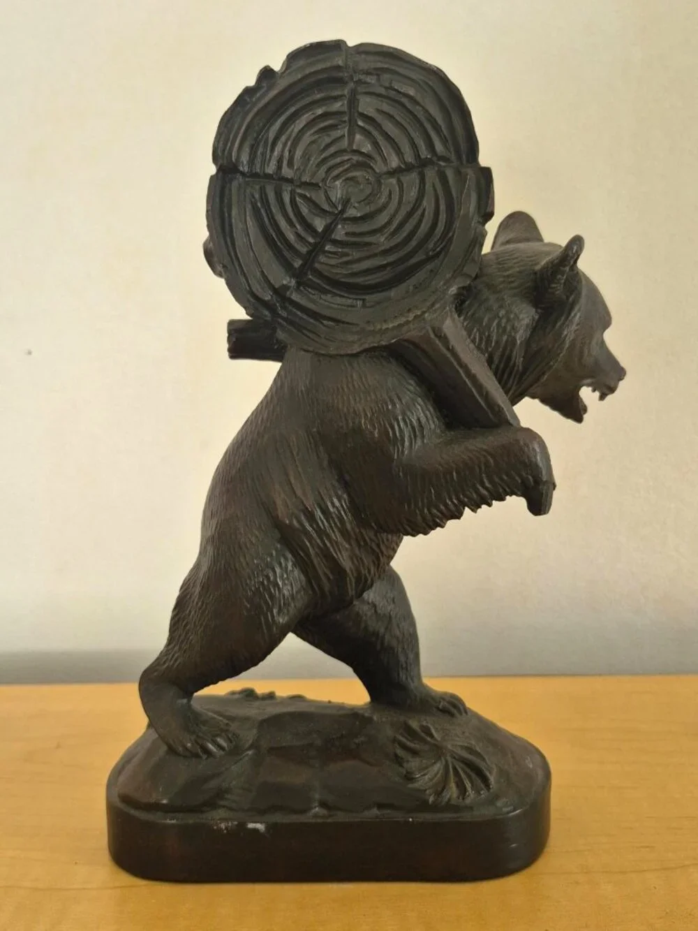 Vintage Bear Backpack Clock Burlwood Hand Cast Resin Made In USA Rustic Cabin